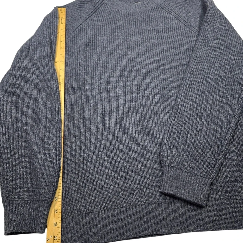 Eddie Bauer Mens TXL Blue Gray Ribbed Knit Crewneck Raglan Sweater Pullover Pl - Picture 4 of 7
